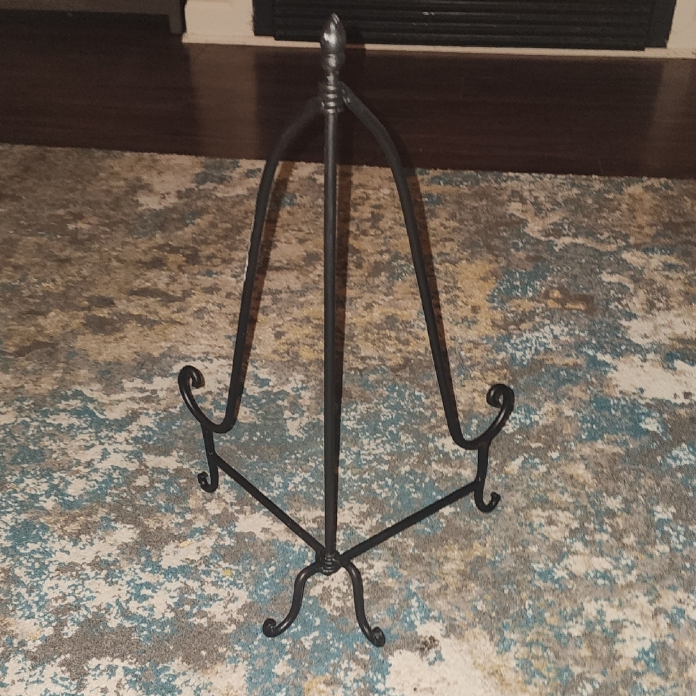 Huge Elegant Black Mahogany Metal EaselMetal Easel Stand - Picture 3 of 7